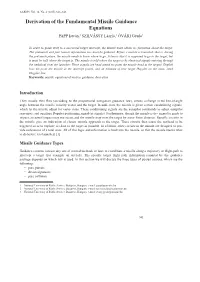 Derivation of the Fundamental Missile Guidance Equations