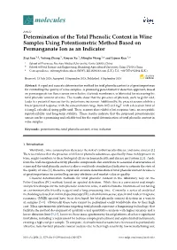 Determination of the Total Phenolic Content in Wine Samples Using Potentiometric Method Based on Permanganate Ion As an Indicator