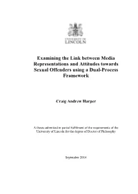 Examining the Link Between Media Representations and Attitudes Towards Sexual Offenders Using a Dual-Process Framework