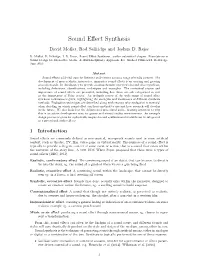Sound Effect Synthesis