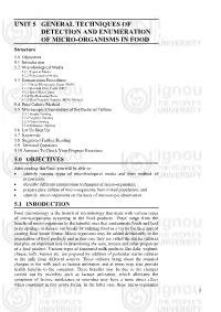 Unit 5 General Techniques of Detection and Enumeration
