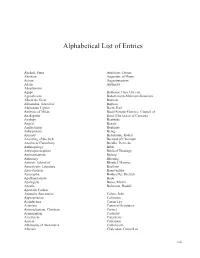 A-Z Entries List