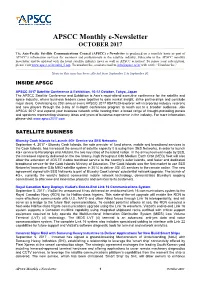APSCC Monthly E-Newsletter OCTOBER 2017
