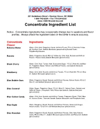 Concentrate Ingredient List