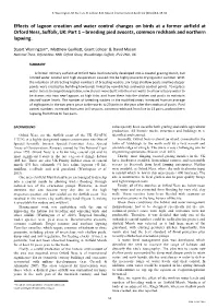 Effects of Lagoon Creation and Water Control