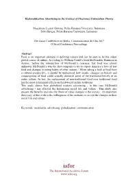 Mcdonaldization Advertising in the Context of Electronic Colonialism Theory