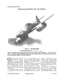 Messerschmitt Me-262 Jet Fighter