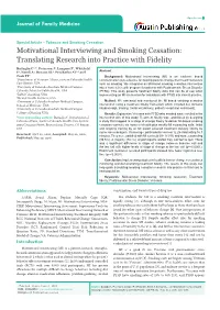 Motivational Interviewing and Smoking Cessation: Translating Research Into Practice with Fidelity