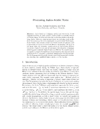 Processing Judeo-Arabic Texts