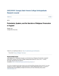 Protestants, Quakers, and the Narrative of Religious Persecution in England