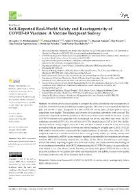 Self-Reported Real-World Safety and Reactogenicity of COVID-19 Vaccines: a Vaccine Recipient Survey