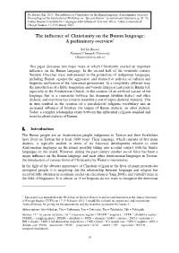 The Influence of Christianity on the Bunun Language: a Preliminary Overview