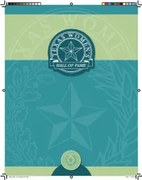 Welcome to the Texas Women's HALL of FAME 2014 PROGRAM