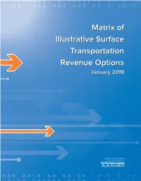 AASHTO Matrix of Surface Transportation Revenue Options