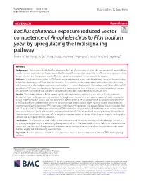 Bacillus Sphaericus Exposure Reduced Vector Competence of Anopheles