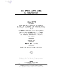 Ecpa (Part I): Lawful Access to Stored Content