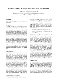 Forensic Acquisition for Windows Mobile Pocketpc