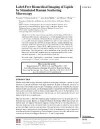 "Label-Free Biomedical Imaging of Lipids By