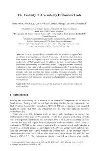 The Usability of Accessibility Evaluation Tools