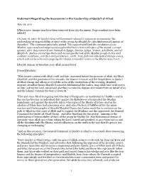 1 Statement Regarding the Succession in the Leadership Of