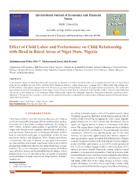 Effect of Child Labor and Performance on Child Relationship with Head in Rural Areas of Niger State, Nigeria