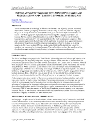 Integrating Technology Into Minority Language Preservation And