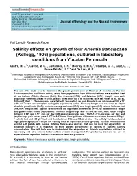 Laboratory Studies on the Influence of Salinity on Survival and Growth Of