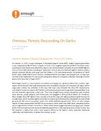 Ominous Threats Descending on Darfur