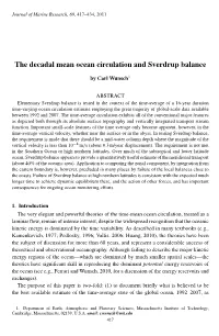 The Decadal Mean Ocean Circulation and Sverdrup Balance