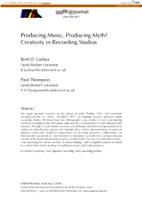 Creativity in Recording Studios