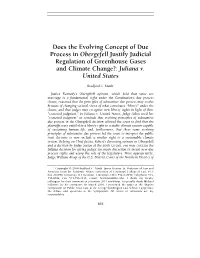 Does the Evolving Concept of Due Process in Obergefell Justify Judicial Regulation of Greenhouse Gases and Climate Change?: Juliana V