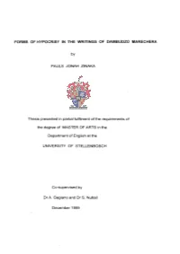 Forms of Hypocrisy in the Writings of Dambudzo Marechera