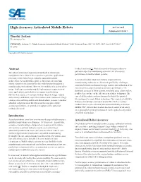 High-Accuracy Articulated Mobile Robots 2017-01-2095 Published 09/19/2017