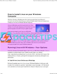 How to Run Linux on a Windows Computer