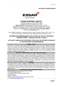 Information Memorandum