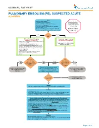 Pulmonary Embolism (Pe), Suspected Acute Algorithm