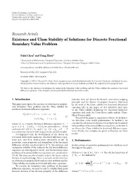 Research Article Existence and Ulam Stability of Solutions for Discrete Fractional Boundary Value Problem