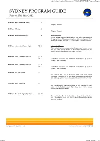 SYDNEY PROGRAM GUIDE Sunday 27Th May 2012