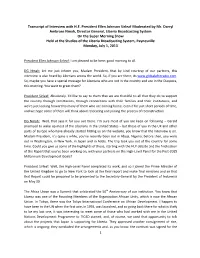 Transcript of Interview with H.E. President Ellen Johnson Sirleaf Moderated by Mr