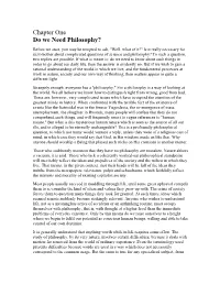 Chapter One Do We Need Philosophy?