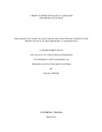 God Among the Gods: an Analysis of the Function of Yahweh in the Divine Council of Deuteronomy 32 and Psalm 82