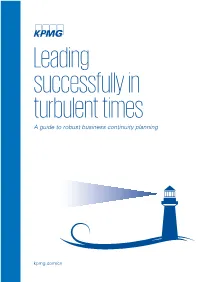 Leading Successfully in Turbulent Times a Guide to Robust Business Continuity Planning