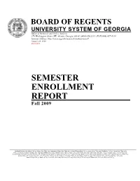 SEMESTER ENROLLMENT REPORT Fall 2009