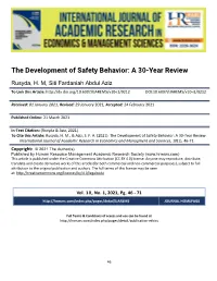 The Development of Safety Behavior: a 30-Year Review