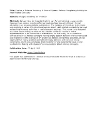 Title: Comics in Science Teaching: a Case of Speech Balloon Completing Activity for Heat Related Concepts Authors: Ertugrul Ozde