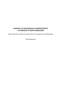 Zał. 5. P. Winskowski, Summary. Autoreferat