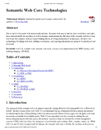 Semantic Web Core Technologies Semantic Web Core Technologies