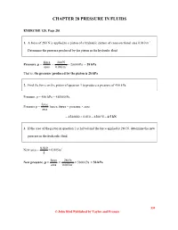Chapter 28 Pressure in Fluids