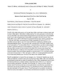 Helen D. Miller, Individually and As Executrix of Alton G