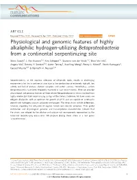 Physiological and Genomic Features of Highly Alkaliphilic Hydrogen-Utilizing Betaproteobacteria from a Continental Serpentinizing Site